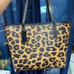 Coach Leopard Print City Tote Bag